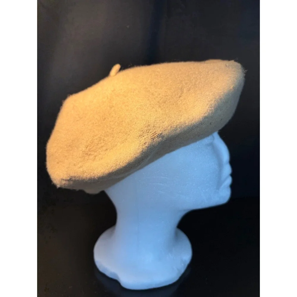 Vintage Tan Wool Blend Beret Hat Camel French Style RN 87429